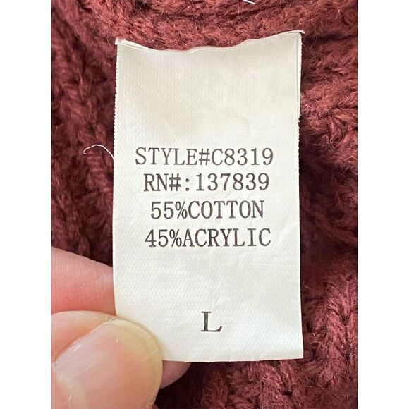 Dreamers Chunky Oversized V-Neck Pullover Sweater Dark Mauve Size Large - Picture 2 of 12